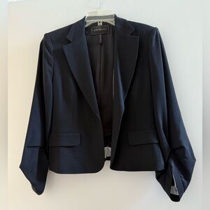 BCBG crop business jacket ruffle hem